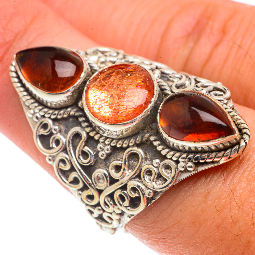 Sunstone, Baltic Amber Rings handcrafted by Ana Silver Co - RING66437