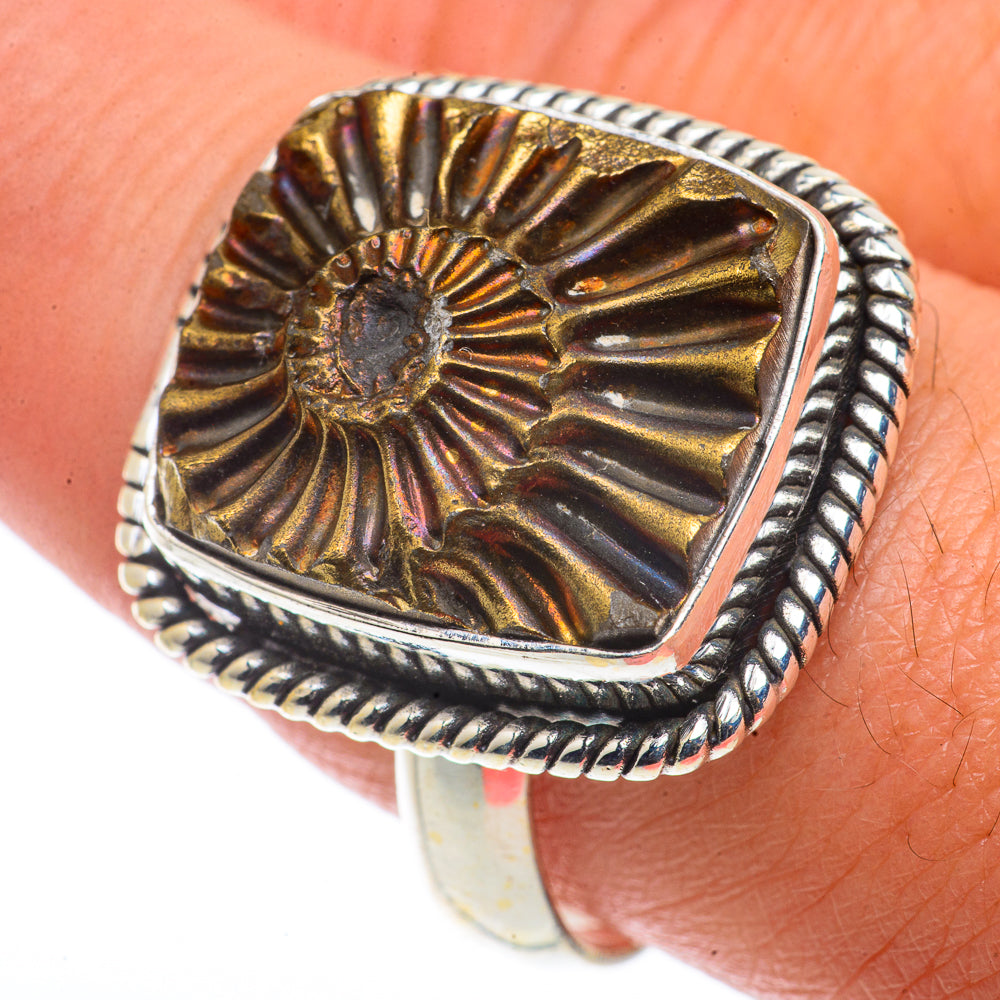 Pyrite Fossil Rings handcrafted by Ana Silver Co - RING66643
