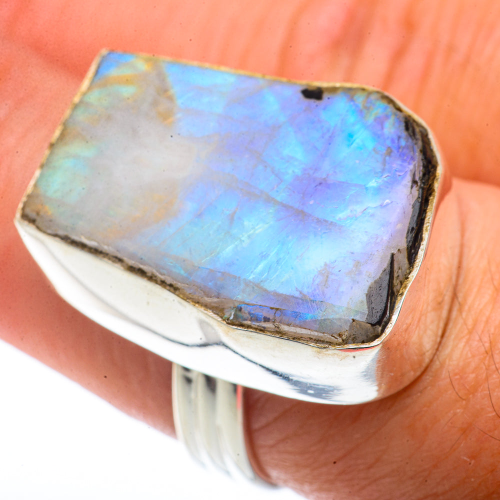 Rainbow Moonstone Rings handcrafted by Ana Silver Co - RING66690