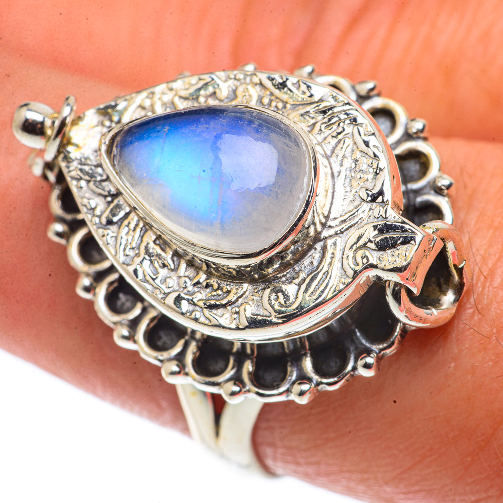 Rainbow Moonstone Rings handcrafted by Ana Silver Co - RING66746