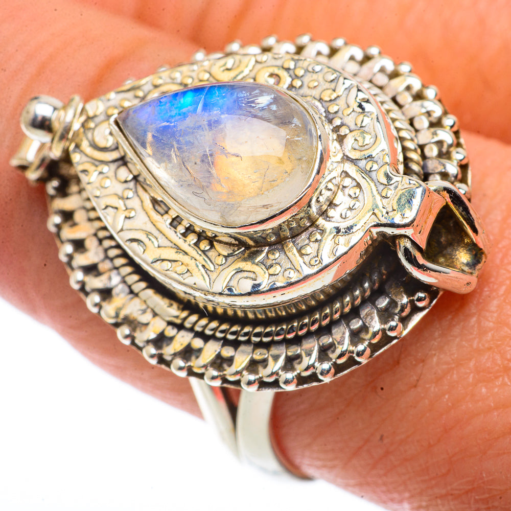 Rainbow Moonstone Rings handcrafted by Ana Silver Co - RING66769