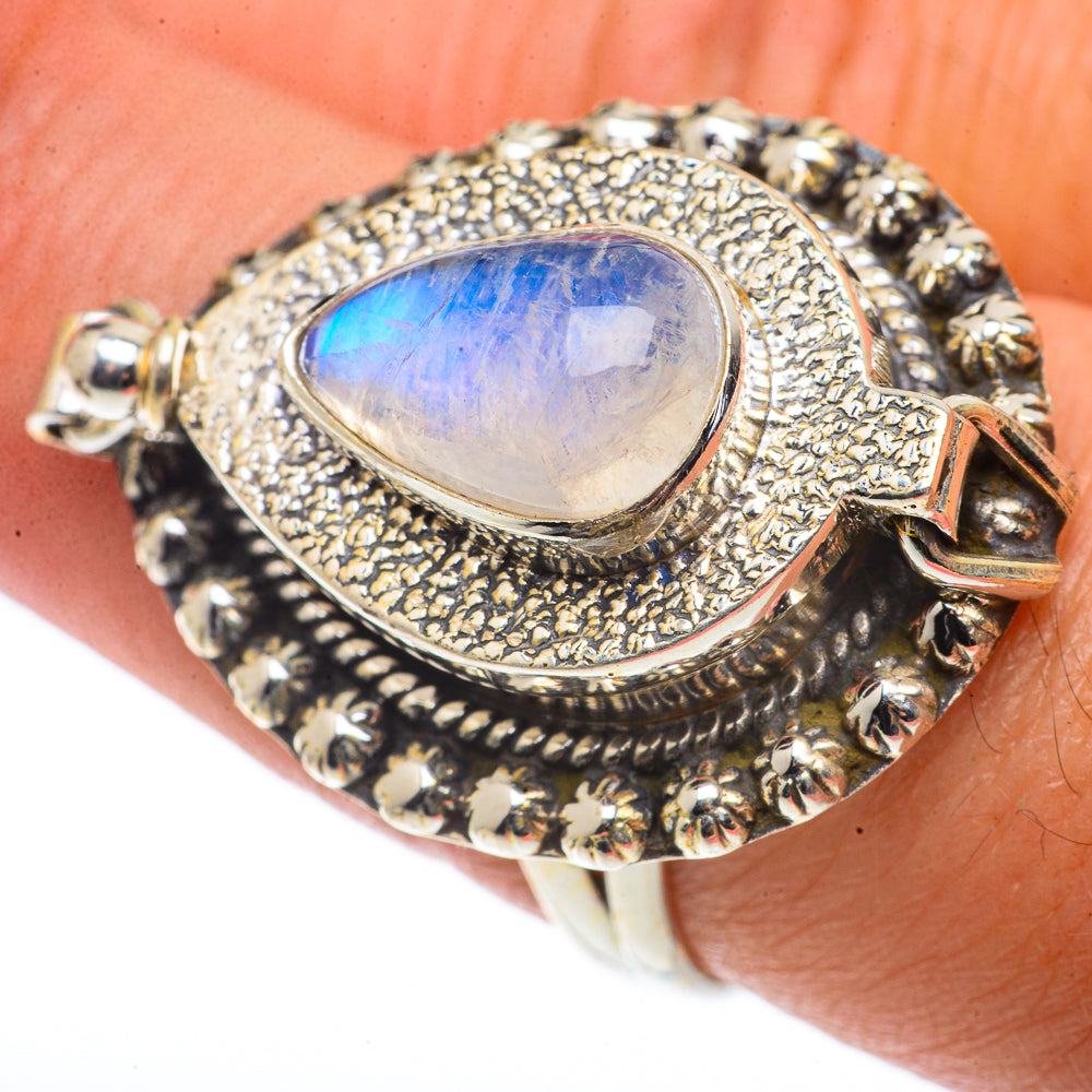 Rainbow Moonstone Rings handcrafted by Ana Silver Co - RING66770