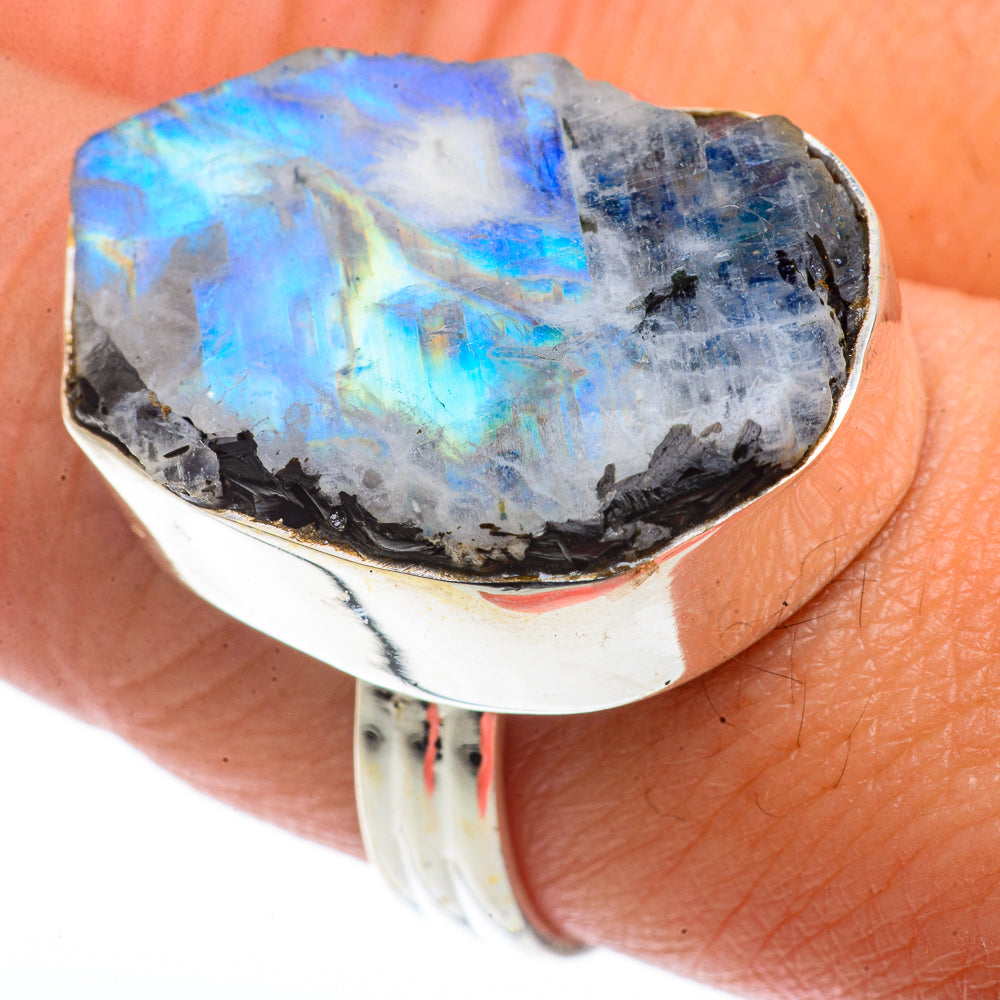 Rainbow Moonstone Rings handcrafted by Ana Silver Co - RING66790
