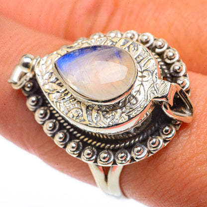 Rainbow Moonstone Rings handcrafted by Ana Silver Co - RING66807