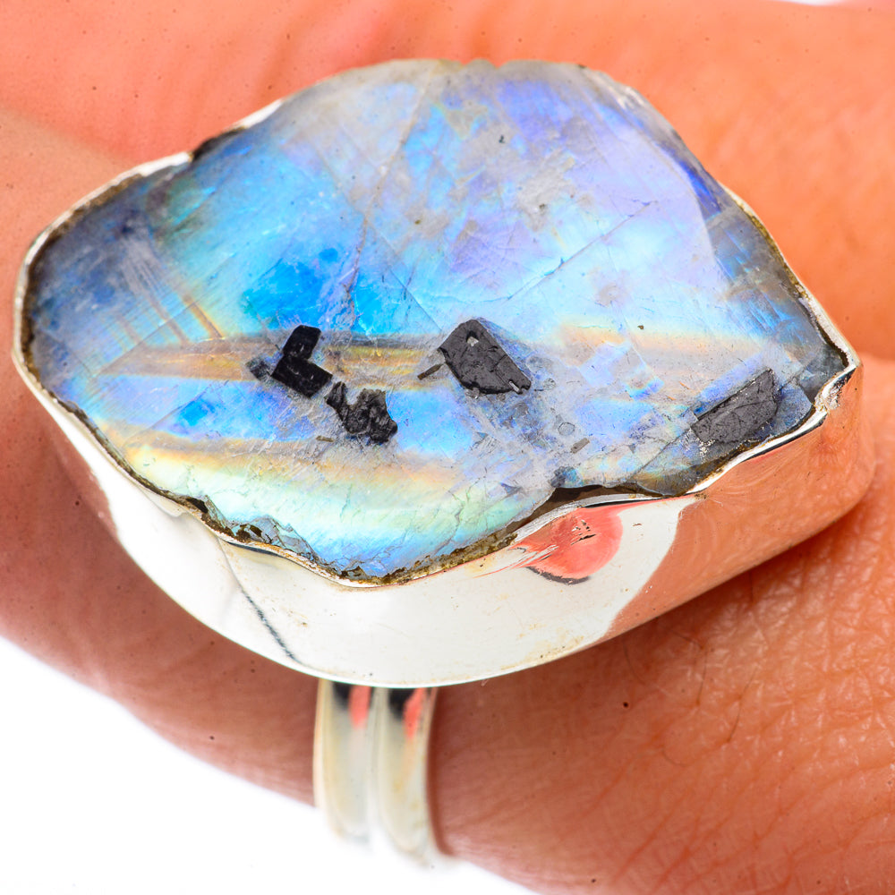 Rainbow Moonstone Rings handcrafted by Ana Silver Co - RING66857