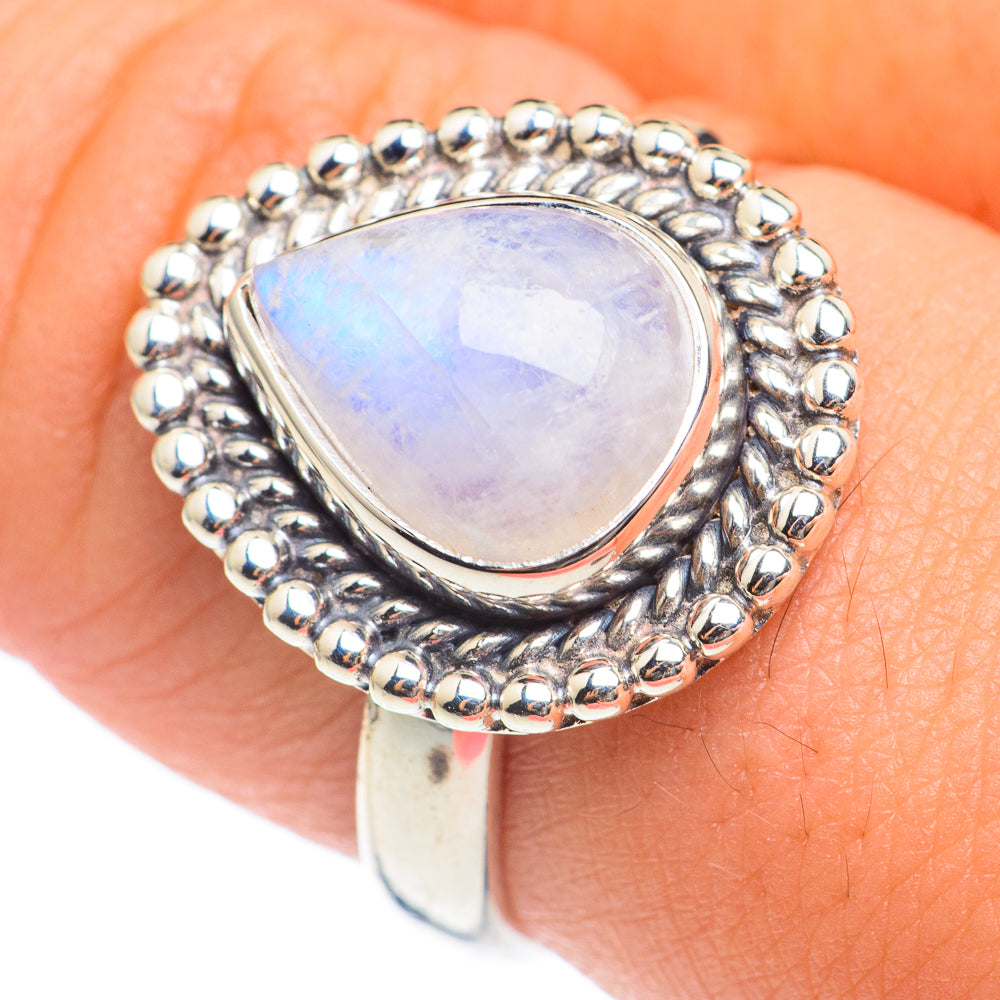 Rainbow Moonstone Rings handcrafted by Ana Silver Co - RING66881