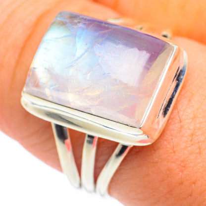 Rainbow Moonstone Rings handcrafted by Ana Silver Co - RING66882