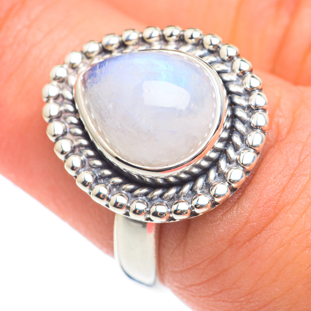 Rainbow Moonstone Rings handcrafted by Ana Silver Co - RING66909