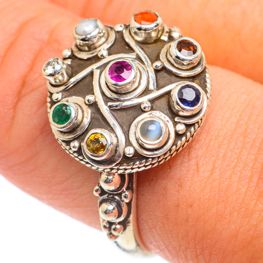 Multi-stone Rainbow Chakra Rings handcrafted by Ana Silver Co - RING66912