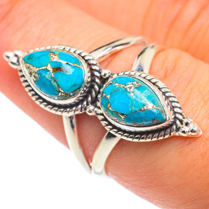 Blue Copper Composite Turquoise Rings handcrafted by Ana Silver Co - RING66941