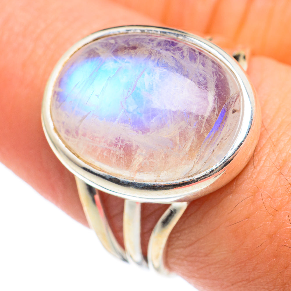 Rainbow Moonstone Rings handcrafted by Ana Silver Co - RING66960