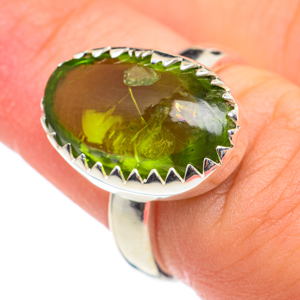 Green Tourmaline Rings handcrafted by Ana Silver Co - RING66993