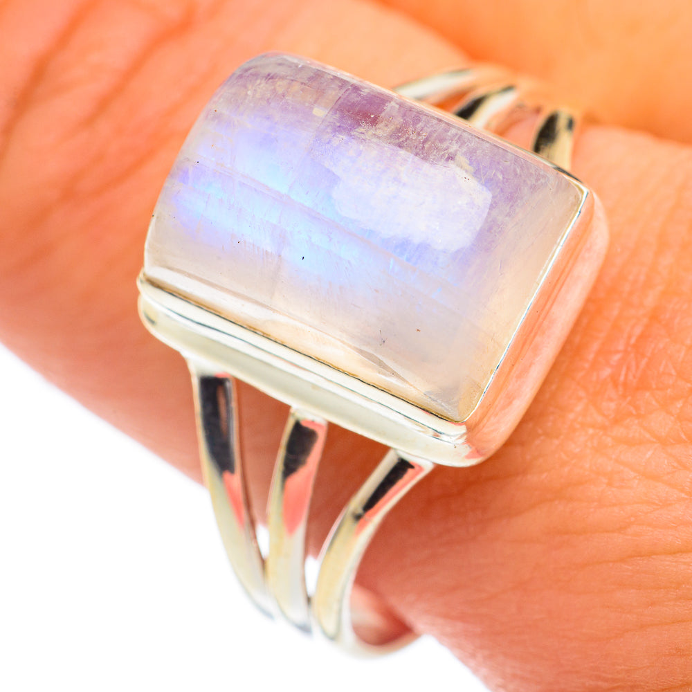 Rainbow Moonstone Rings handcrafted by Ana Silver Co - RING67004