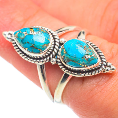 Blue Copper Composite Turquoise Rings handcrafted by Ana Silver Co - RING67010