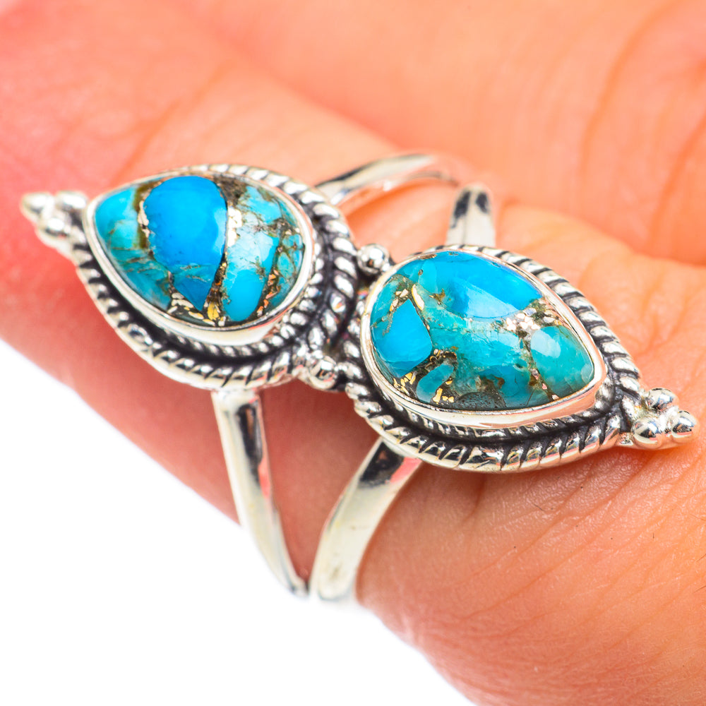 Blue Copper Composite Turquoise Rings handcrafted by Ana Silver Co - RING67028