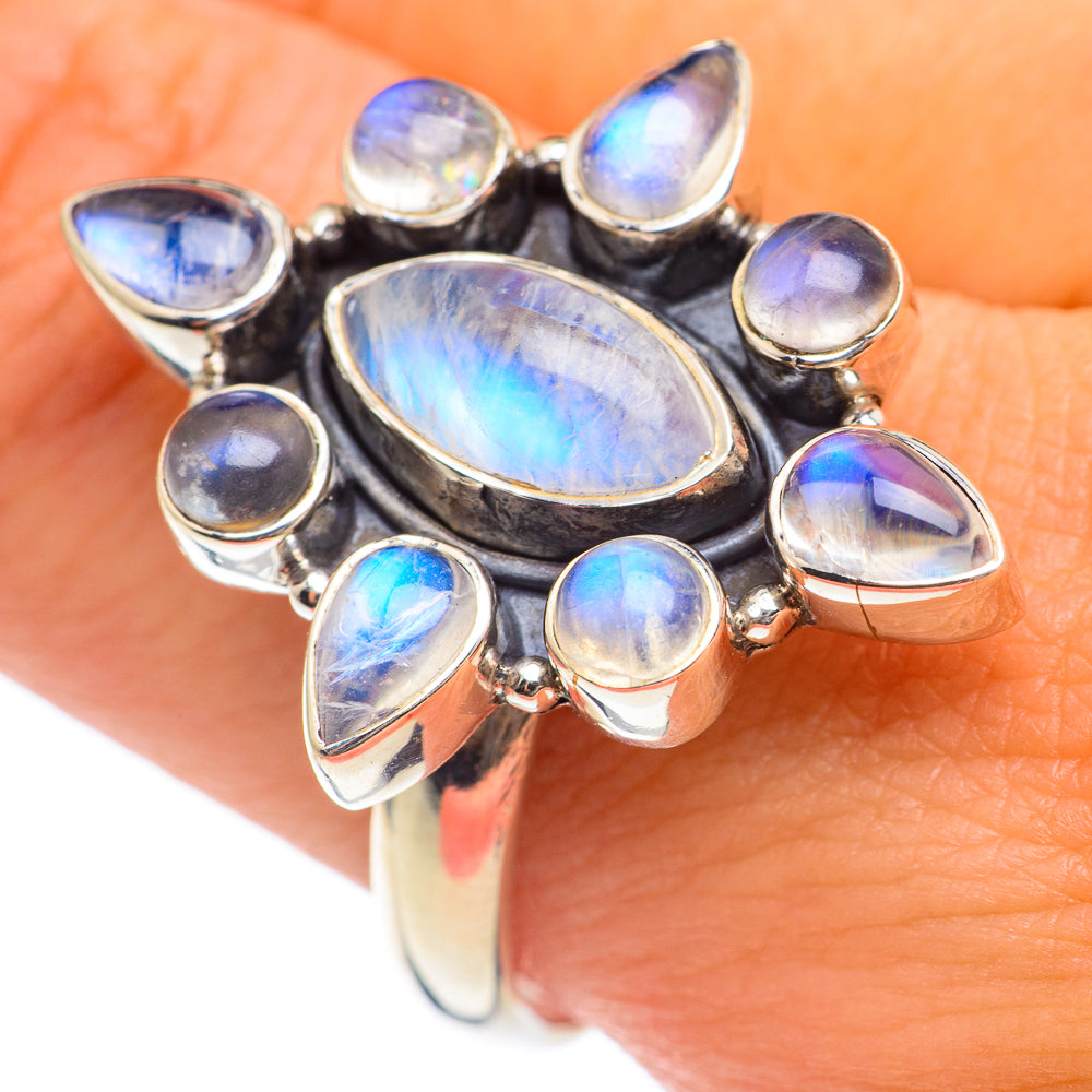 Rainbow Moonstone Rings handcrafted by Ana Silver Co - RING67044