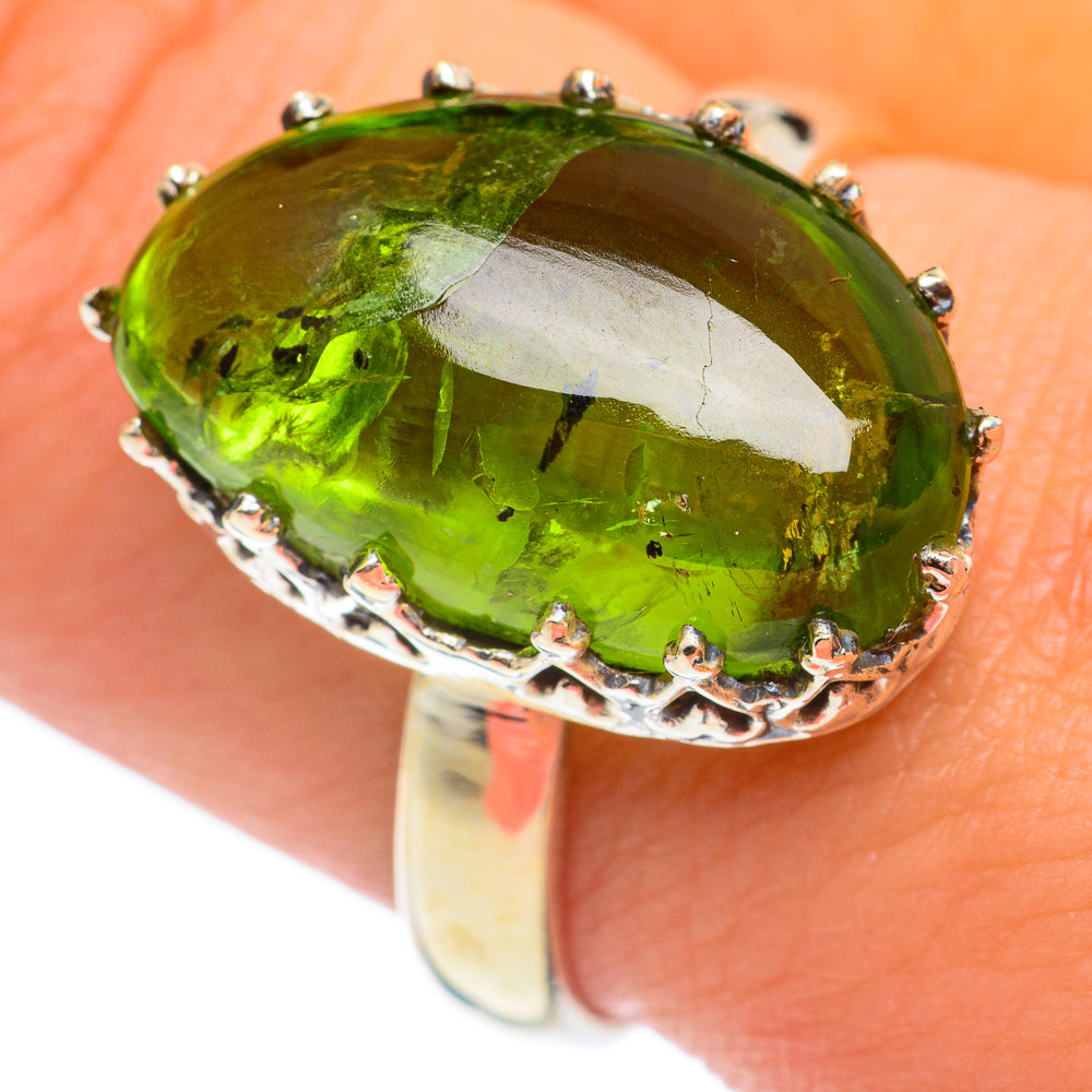 Green Tourmaline Rings handcrafted by Ana Silver Co - RING67052