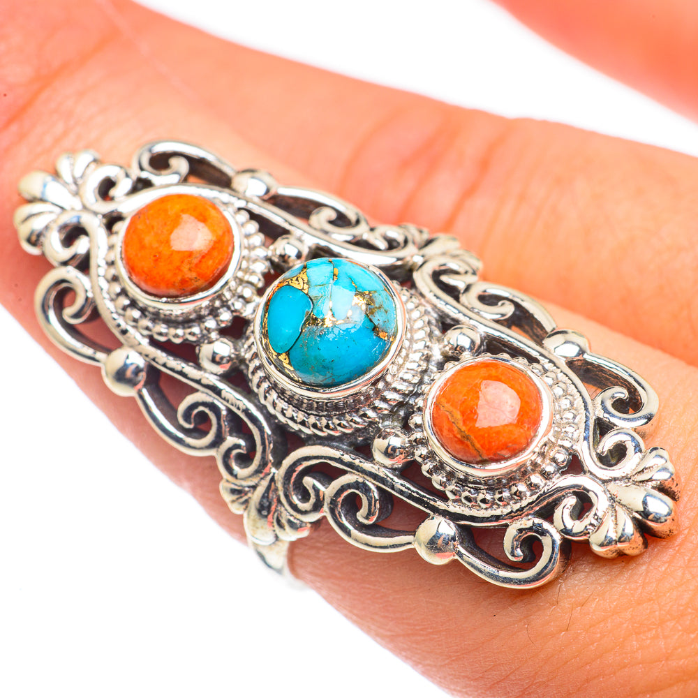 Blue Copper Composite Turquoise Rings handcrafted by Ana Silver Co - RING67112