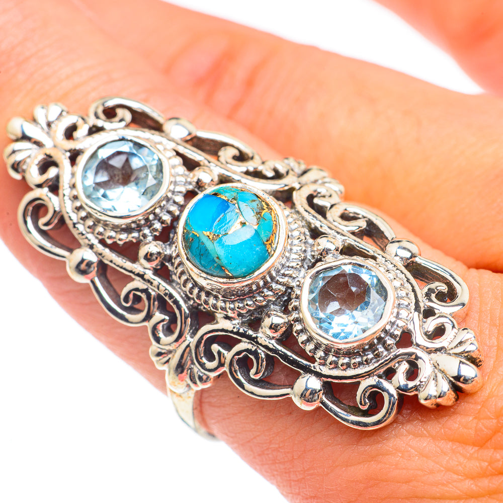 Blue Copper Composite Turquoise Rings handcrafted by Ana Silver Co - RING67118