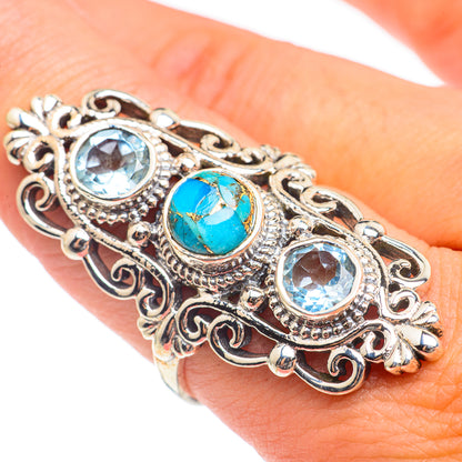Blue Copper Composite Turquoise Rings handcrafted by Ana Silver Co - RING67118