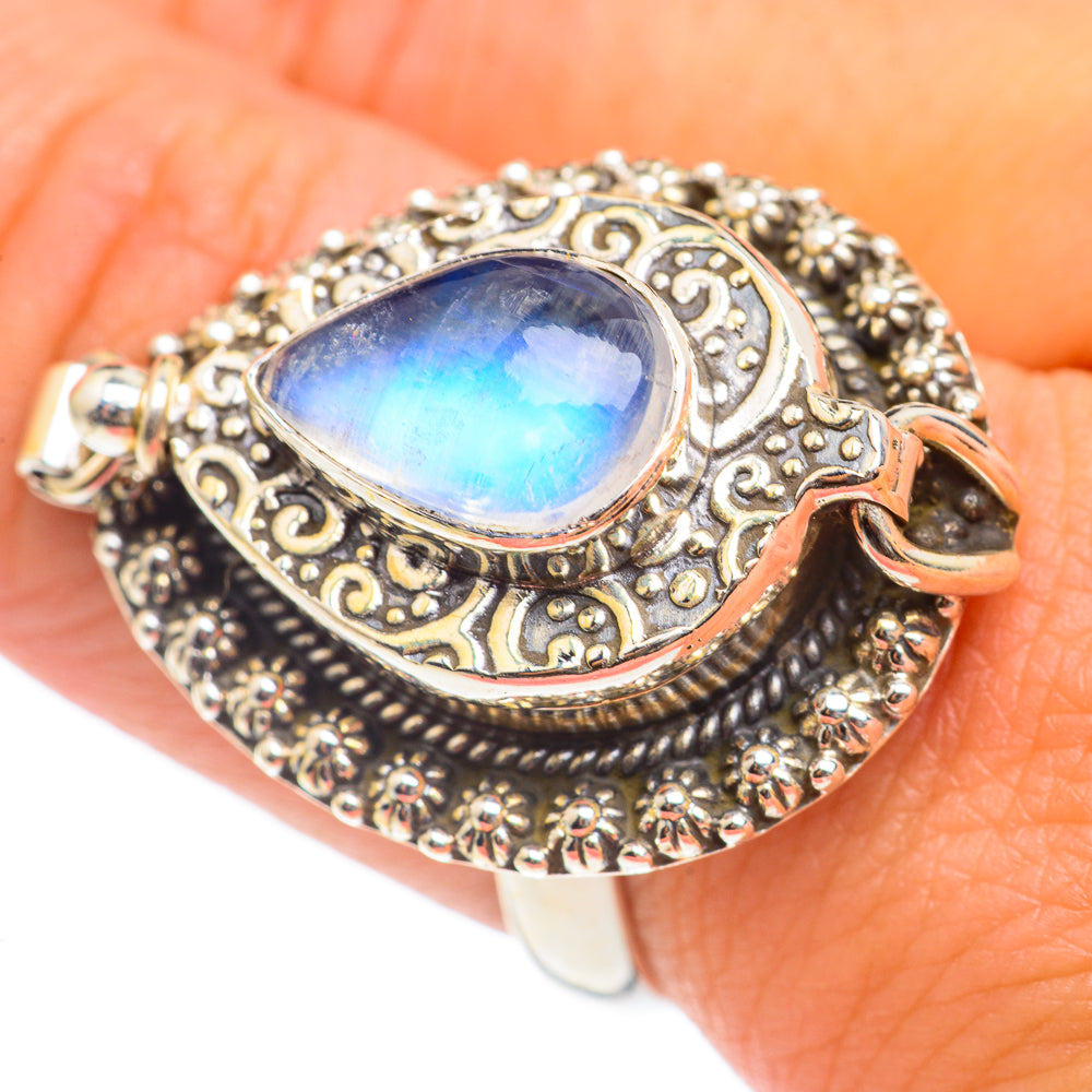 Rainbow Moonstone Rings handcrafted by Ana Silver Co - RING67131