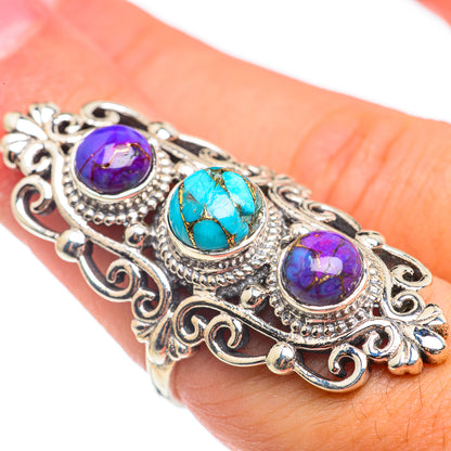 Blue Copper Composite Turquoise Rings handcrafted by Ana Silver Co - RING67134