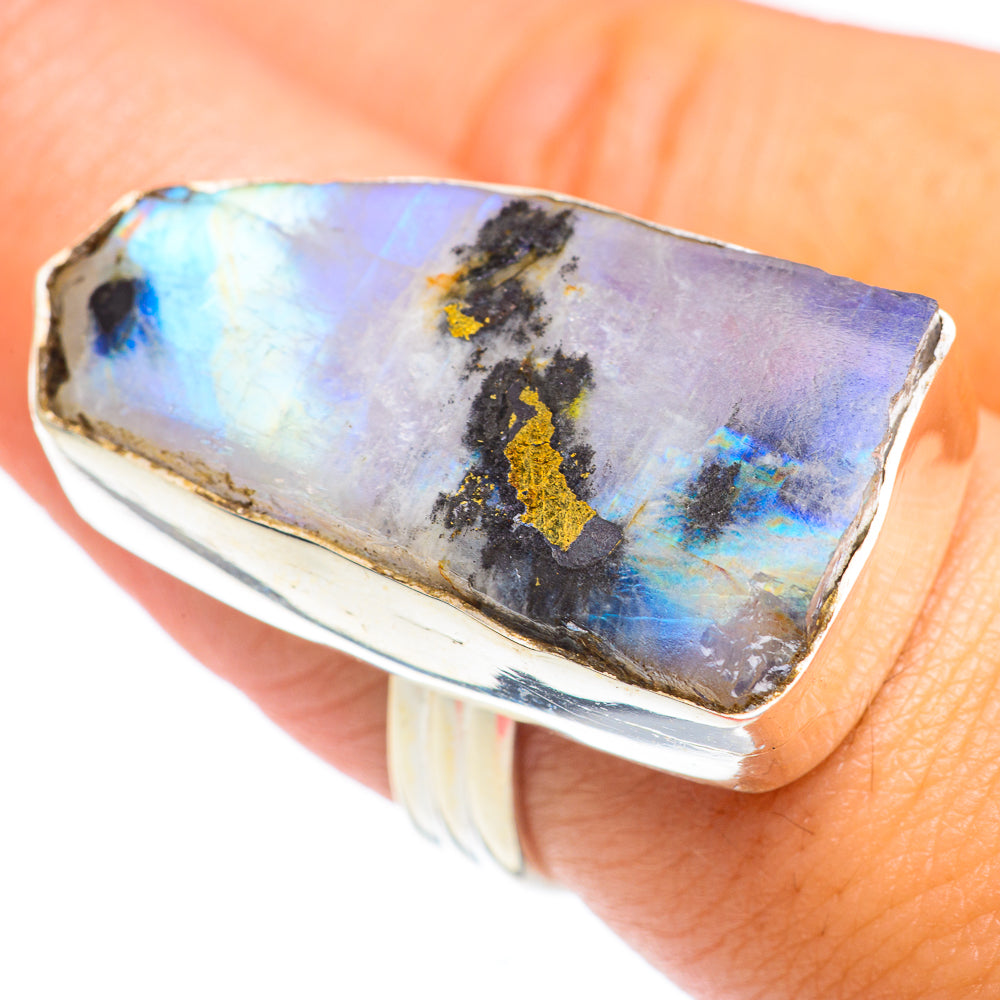 Rainbow Moonstone Rings handcrafted by Ana Silver Co - RING67150