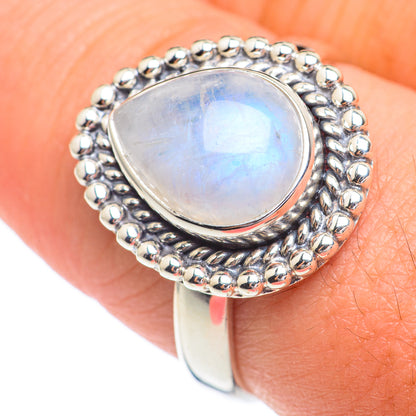 Rainbow Moonstone Rings handcrafted by Ana Silver Co - RING67188