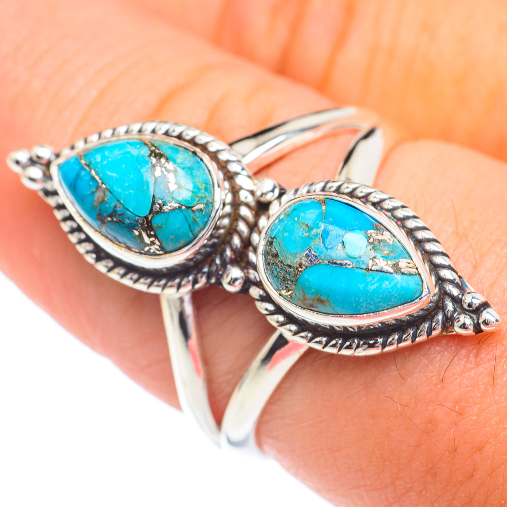 Blue Copper Turquoise Rings handcrafted by Ana Silver Co - RING67193