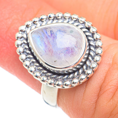 Rainbow Moonstone Rings handcrafted by Ana Silver Co - RING67217