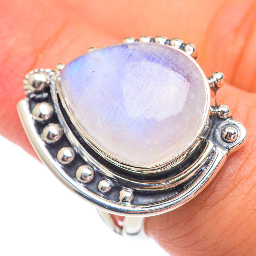 Rainbow Moonstone Rings handcrafted by Ana Silver Co - RING67271