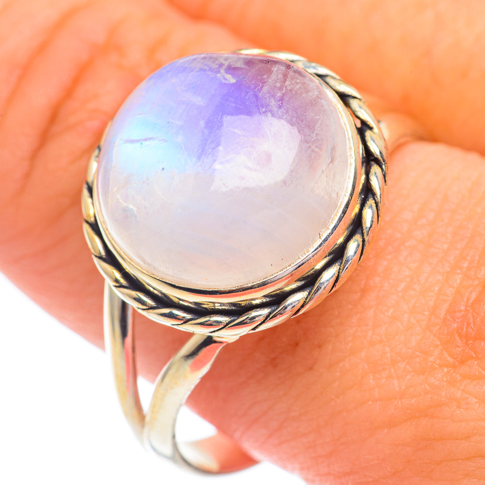Rainbow Moonstone Rings handcrafted by Ana Silver Co - RING67293