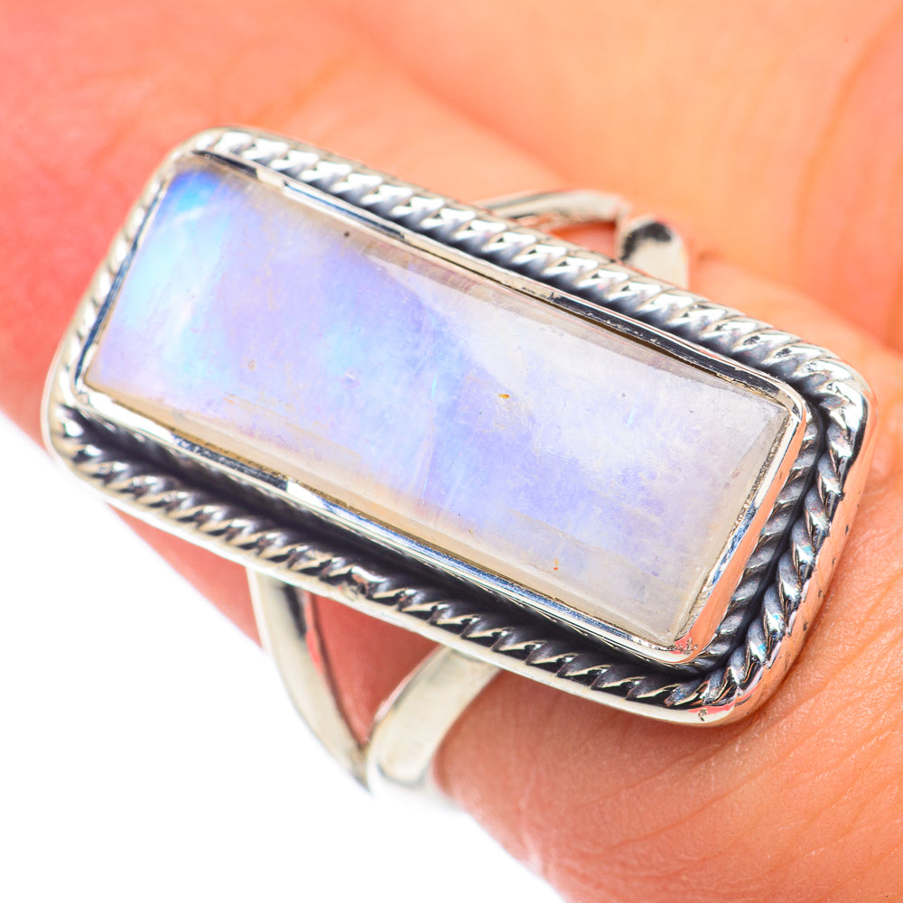 Rainbow Moonstone Rings handcrafted by Ana Silver Co - RING67295
