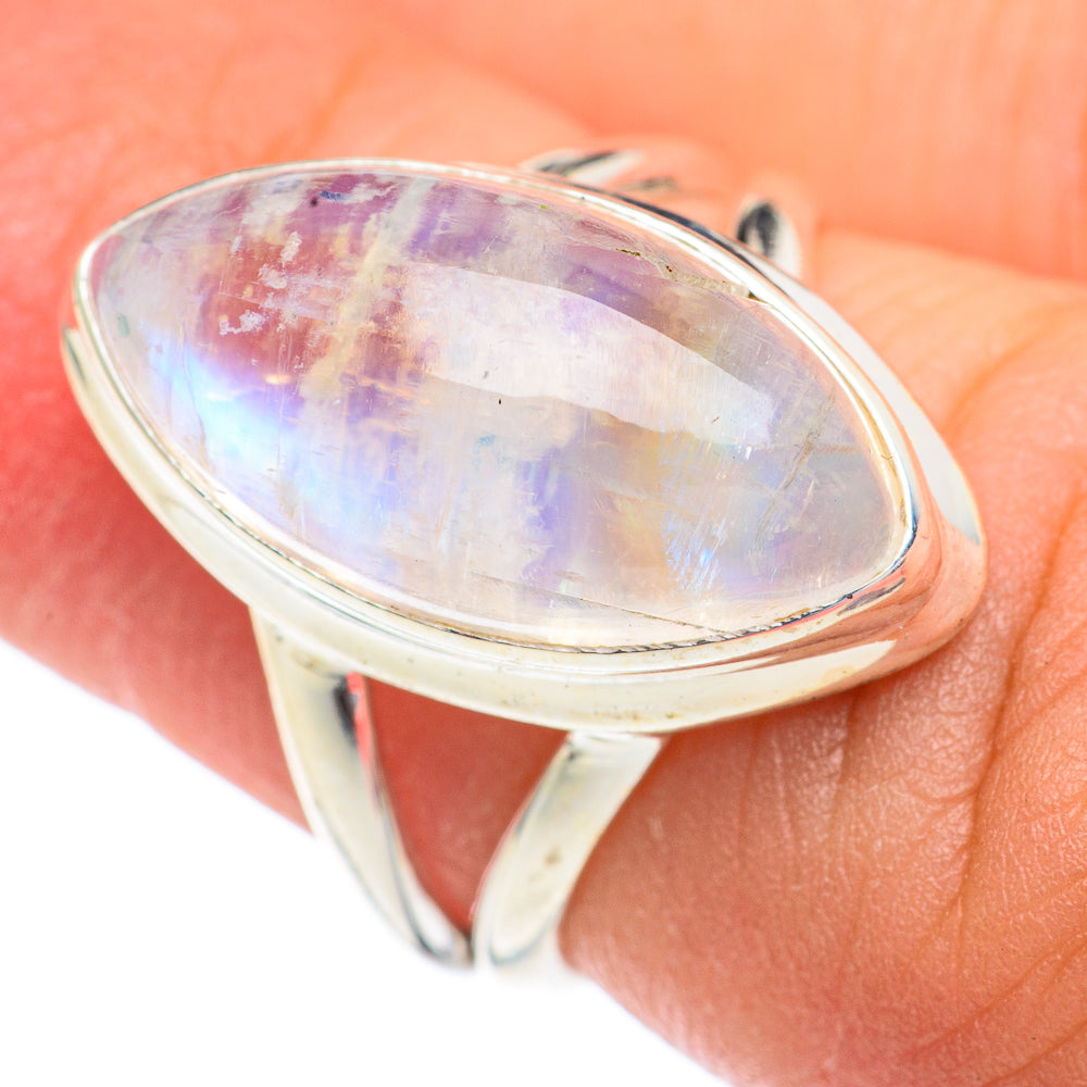 Rainbow Moonstone Rings handcrafted by Ana Silver Co - RING67320