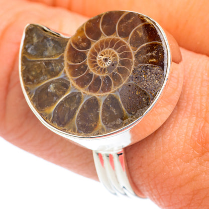 Ammonite Fossil Rings handcrafted by Ana Silver Co - RING67351