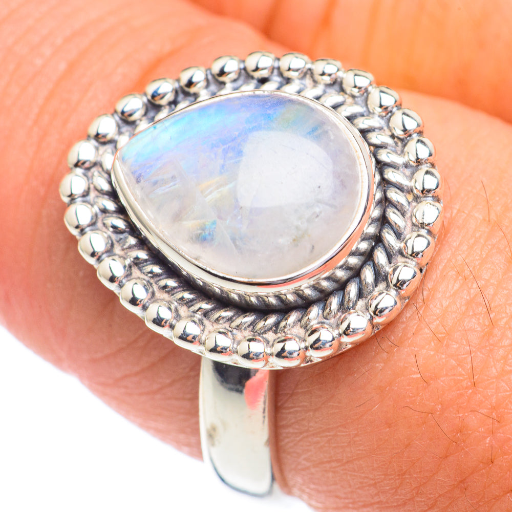 Rainbow Moonstone Rings handcrafted by Ana Silver Co - RING67362