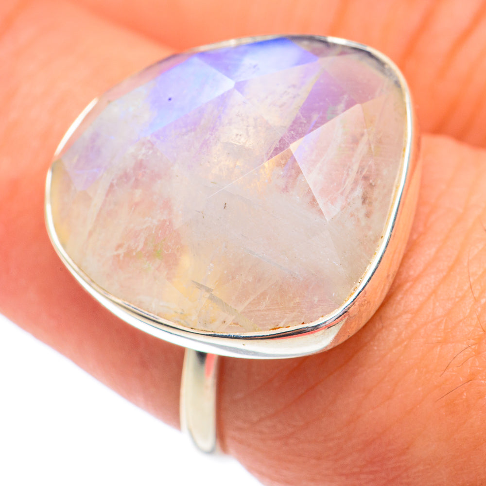 Rainbow Moonstone Rings handcrafted by Ana Silver Co - RING67383