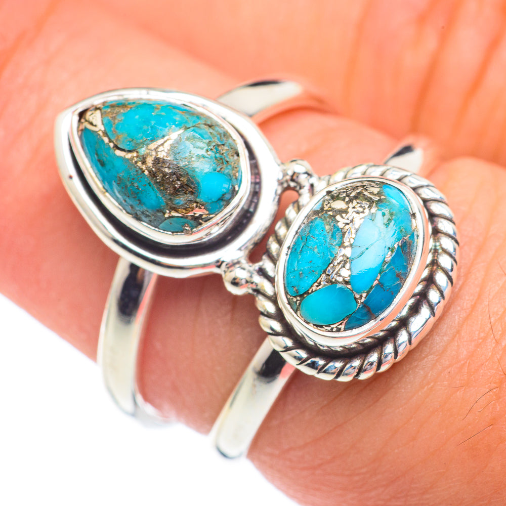 Blue Copper Turquoise Rings handcrafted by Ana Silver Co - RING67388