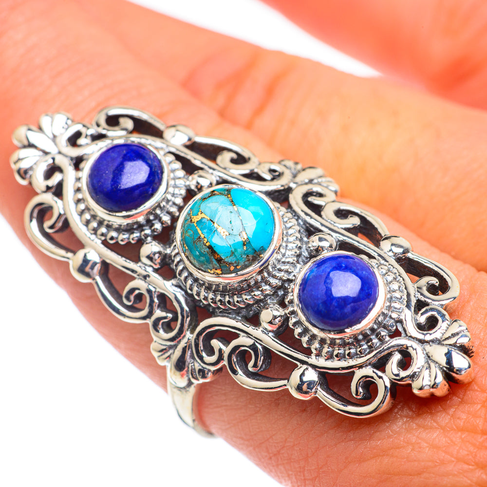 Blue Copper Turquoise Rings handcrafted by Ana Silver Co - RING67409