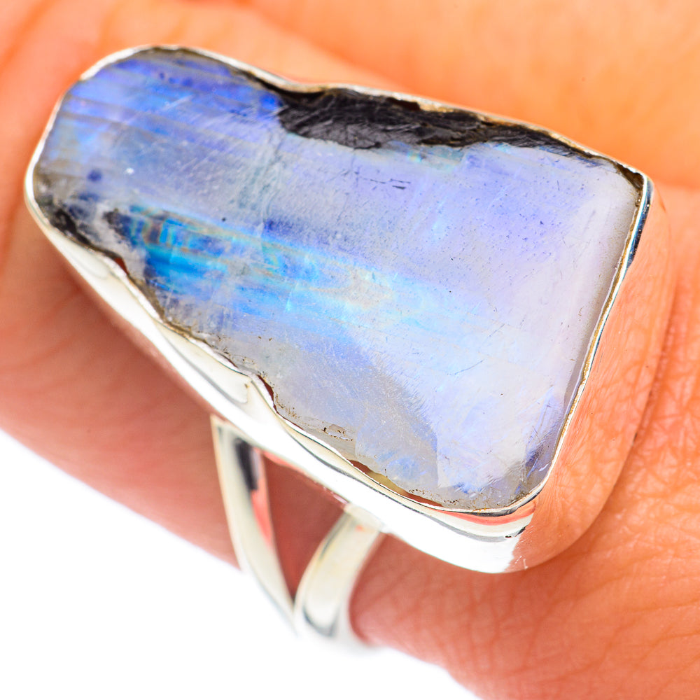 Rainbow Moonstone Rings handcrafted by Ana Silver Co - RING67427
