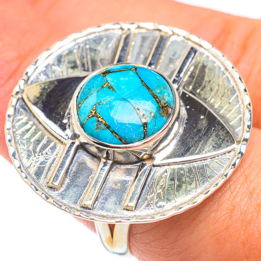 Blue Copper Turquoise Rings handcrafted by Ana Silver Co - RING67445
