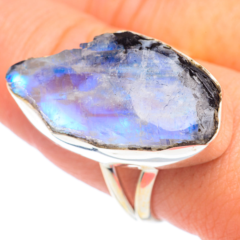 Rainbow Moonstone Rings handcrafted by Ana Silver Co - RING67454
