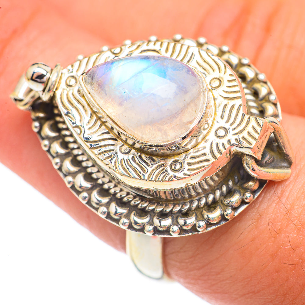 Rainbow Moonstone Rings handcrafted by Ana Silver Co - RING67455