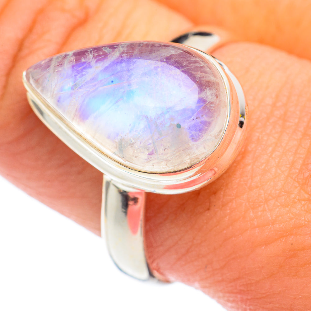 Rainbow Moonstone Rings handcrafted by Ana Silver Co - RING67619