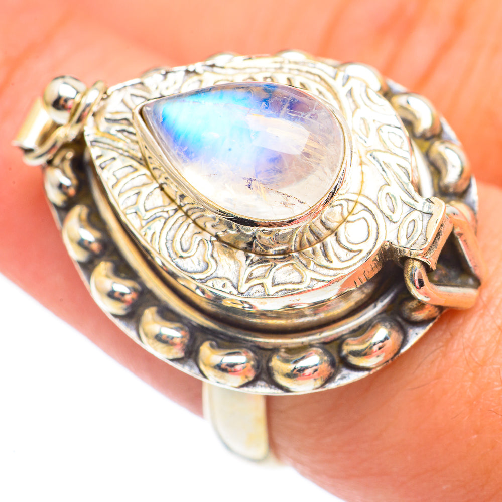 Rainbow Moonstone Rings handcrafted by Ana Silver Co - RING67716