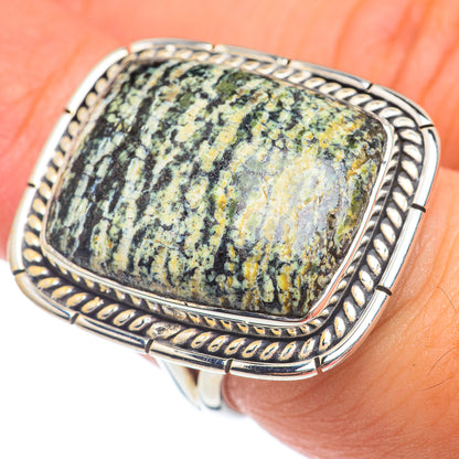 Green Vein Jasper Rings handcrafted by Ana Silver Co - RING67738
