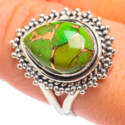 Green Copper Composite Turquoise Rings handcrafted by Ana Silver Co - RING67773
