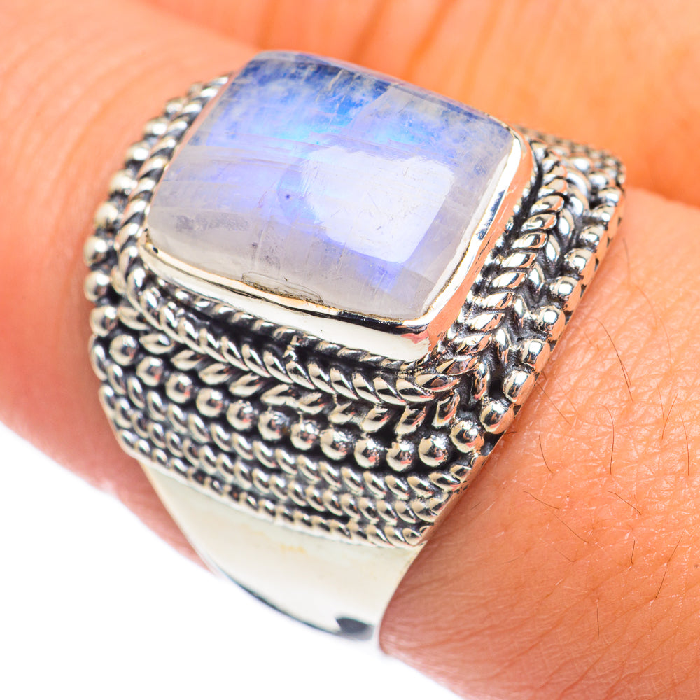 Rainbow Moonstone Rings handcrafted by Ana Silver Co - RING67790