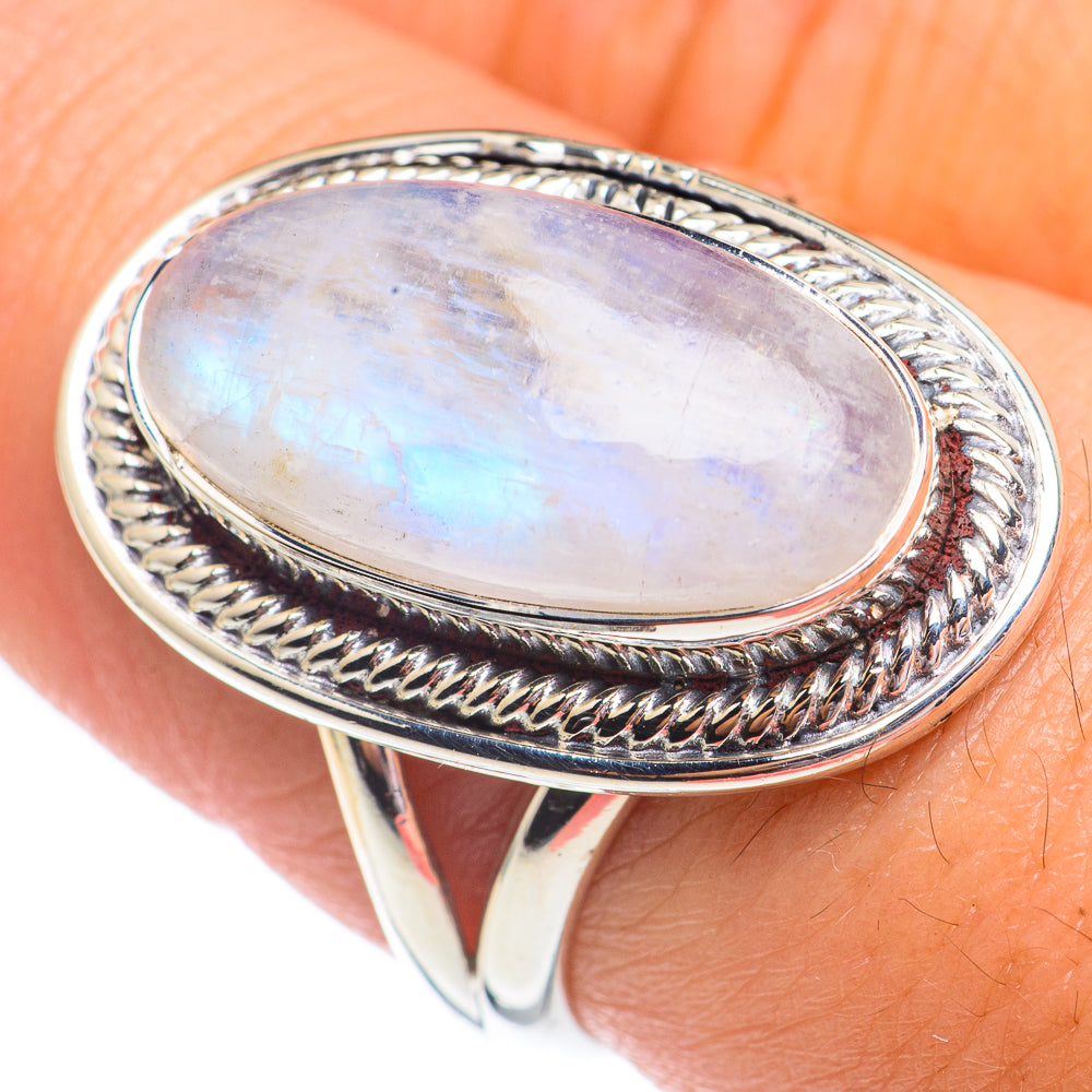 Rainbow Moonstone Rings handcrafted by Ana Silver Co - RING67791