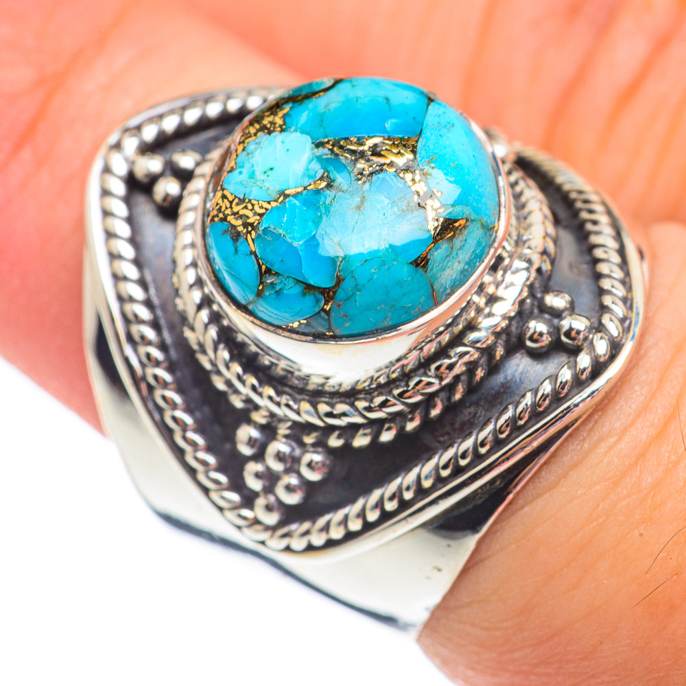Blue Copper Composite Turquoise Rings handcrafted by Ana Silver Co - RING67841